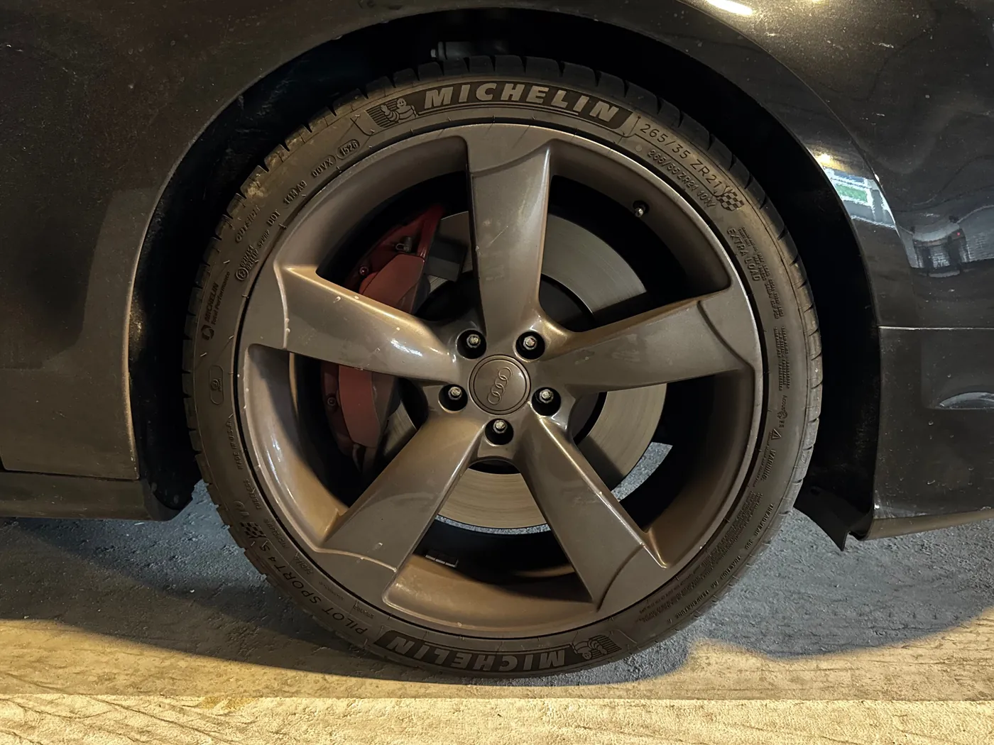 Audi wheel and tire — before